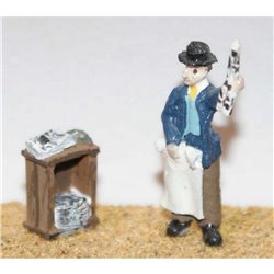 F67p Painted Newspaper vendor and paper box OO 1:76 Scale Model Kit