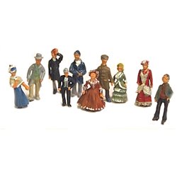 Set of 10 Unpainted Victorian & Edwardian Figures - Period Dress