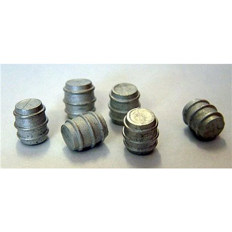 6 aluminium Beer Barrels (OO Scale 1/76th) - Unpainted