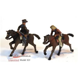 USA3 2 Mounted Cowboys with rifels Unpainted Kit OO Scale 1:76