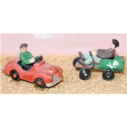 Boys with go-kart & pedal car - Unpainted