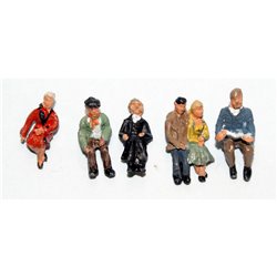 Painted 6 Seated Coach Passengers Set 3 (OO scale 1 /76th)