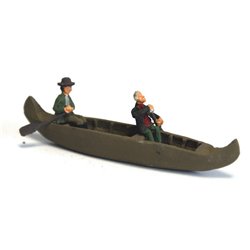 Canadian Canoe + 2 Paddling figures (OO scale 1/76th) - Unpainted