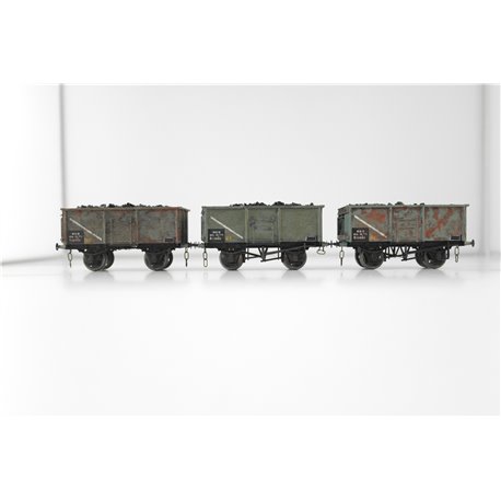 3 x Bachmann 37-255 ZHV 16t Steel Mineral ADB552821 In BR Olive Green Livery - weathered OO Gauge USED 