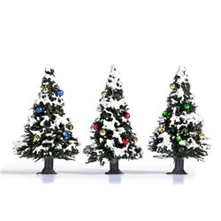 3 Snow covered christmas trees
