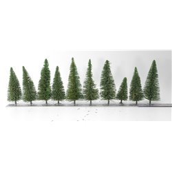 A Selection of Ten Pine Trees of various Sizes OO Gauge USED
