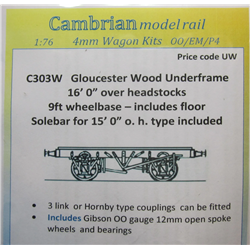 16' 0" Gloucester Wood Underframe (9' w/base - 36mm)
