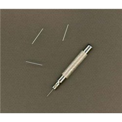 Miniature pin punch 0.8mm and rivetting tool with 3 spare tips