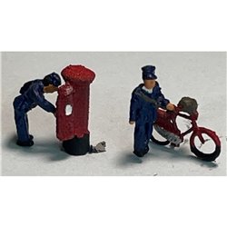 Painted Postman and Bicycle, Postman bending down & Postbox Open (N scale 1/148th)