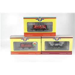 A Set of Three Oxford Rail Wagons a Tank Wagon. Two Open Wagons and a Tank Wagon. OO Gauge USED