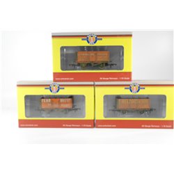 Oxford Rail Triple Wagon Pack - Fear Bros, Leamington Priors, E.Welford 7 Plank Open Wagons OO Gauge USED