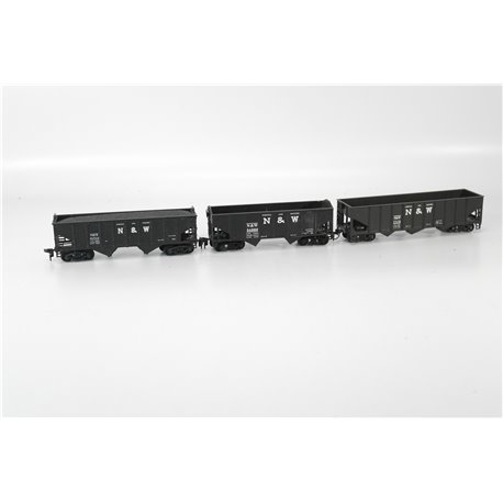 A Set of Three Norfolk and Western Two / Three Bay Open Coal Hoppers. HO Gauge USED
