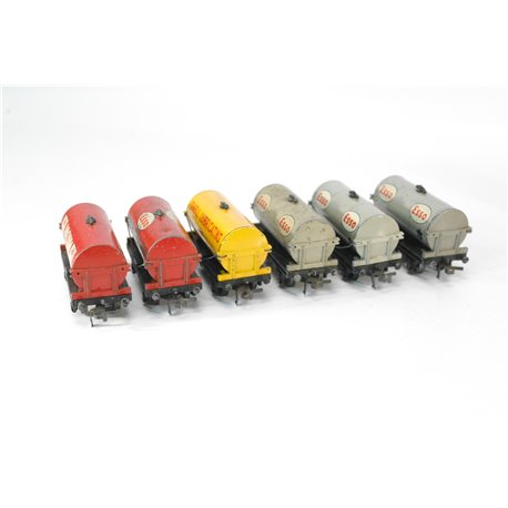 A Set of Six Hornby Dublo Tinplate Tank Wagons OO Gauge USED 