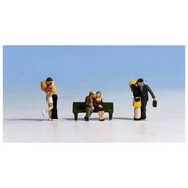 N Scale (1/148 - 1/160) Courting Couples (3 Couples & Bench)(6) Three Men Three Women by Noch