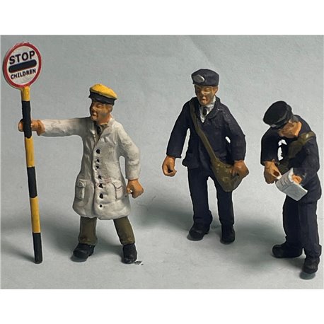 Painted Lollipopman, Postman, Traffic Warden Figures ( O Scale 1/43rd)
