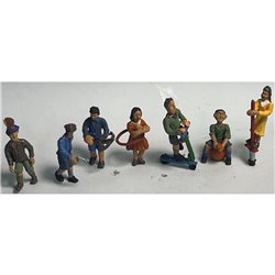 Painted 7 Children Playing with Toys (O scale 1/43rd)
