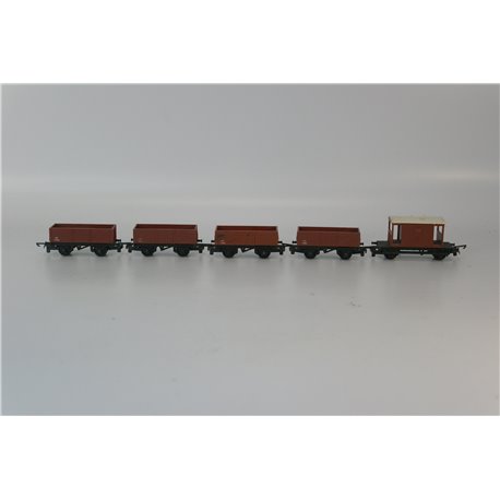 A Rake of 4 Tri-ang TT T176 Open Wagons + Brake Car TT Gauge USED