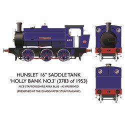 16" Hunslet - "Holly Bank No.3" Staffordshire Area NCB Lined Blue - DCC Ready