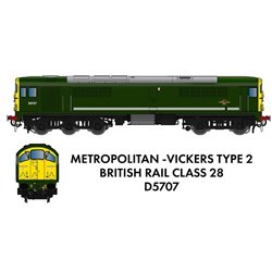 Class 28 D5707 BR Green With Full Yellow Ends - DCC Ready