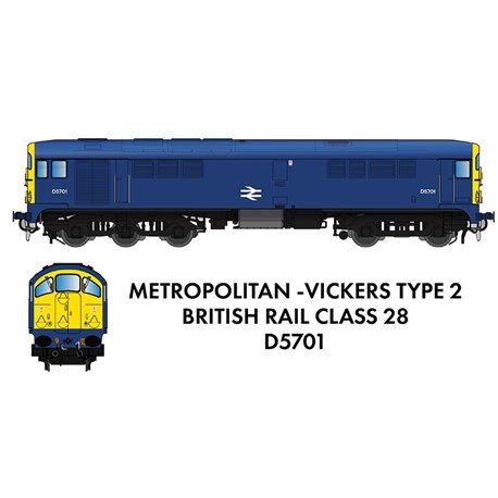 Class 28 D5701 BR Blue With Full Yellow Ends - DCC Ready
