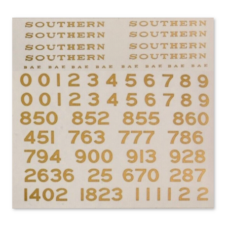 Southern Railway Maunsell Loco lettering & Numbering, GOLD
