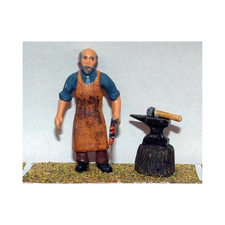 O Scale (1/43) Blacksmith with Anvil & sundry tools by Langley
