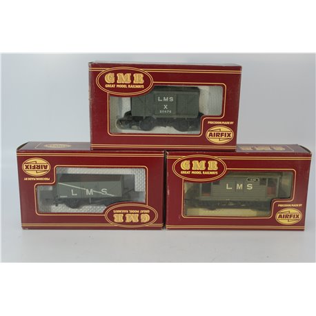 A Set of Three Airfix / GMR Wagons in LMS Livery. OO Gauge USED