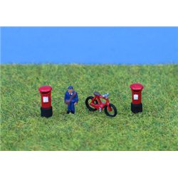 N Gauge (1/148 - 1/160) Painted Postman Bike & postboxes(1) One Man by P&D Marsh
