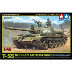 Russian Medium Tank T55 1:48 Plastic Model Kit, Green