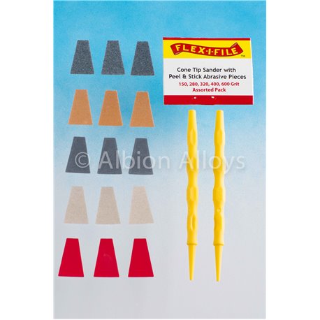 CS321 - Cone Tip Sander - 15 x Assorted Grit Pieces & 1 Applicator Handle