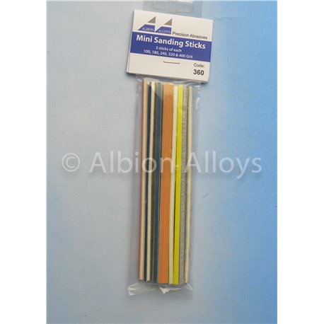 360 - Mini Sanding Sticks - 3 sticks of each 100, 180, 240, 320 & 400 Grit