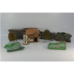 A Scenic Bundle including Buildings , Trees and Rockfaces. Used. OO Gauge
