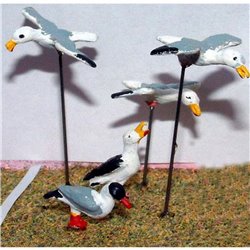 Painted 5 x assorted Seagulls O Scale 