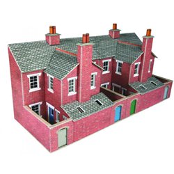 Low relief terraced house backs - red brick