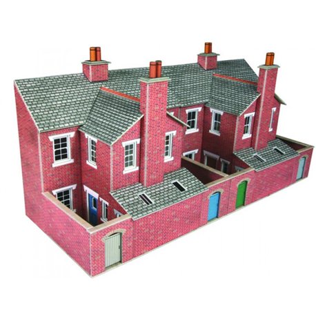 Low relief terraced house backs - red brick