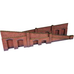 Tapered retaining wall in red brick