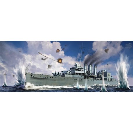 British Royal Navy HMS Cornwall WWII Heavy Cruiser Ship - 1:700 model kit