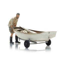 Sailing Boat Optimist + Trailer + Figure