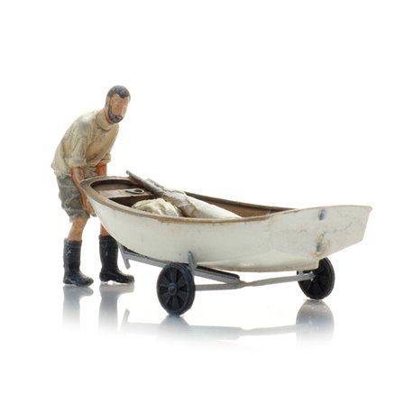 Sailing Boat Optimist + Trailer + Figure