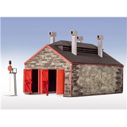 L/S OO/HO/OO-9 Engine Shed Stone 2-Road FR L/cut Kit