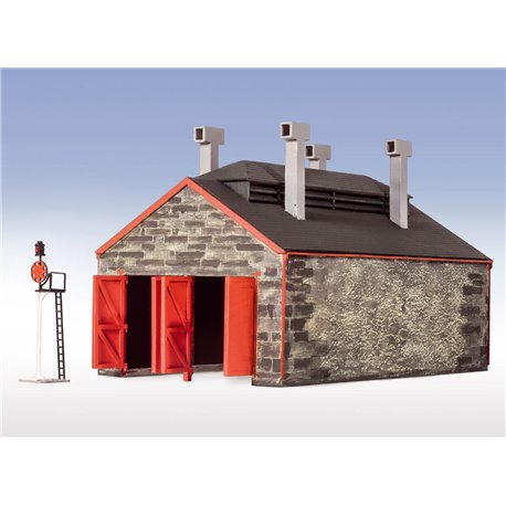 L/S OO/HO/OO-9 Engine Shed Stone 2-Road FR L/cut Kit