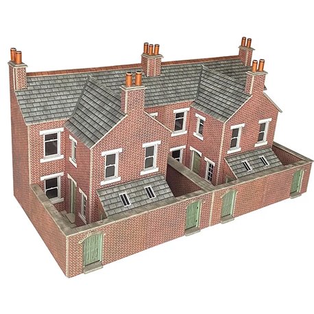 OO/HO Scale Low Relief Terraced House Backs - Brick