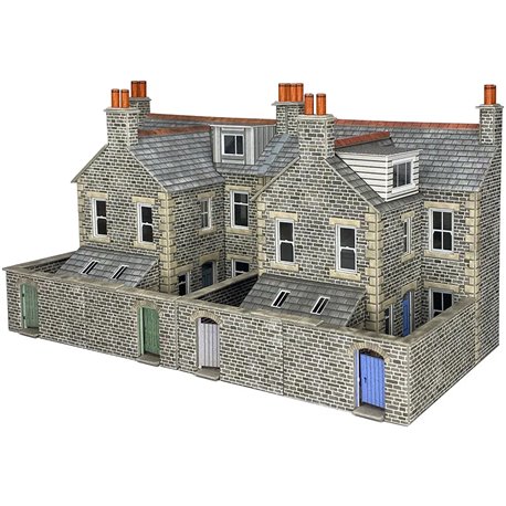 OO/HO Scale Low Relief Terraced House Backs - Stone