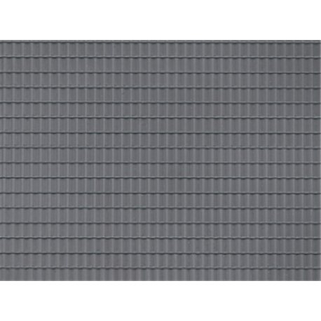 HO Plastic sheet 200x100mm - (2) Grey roof tile