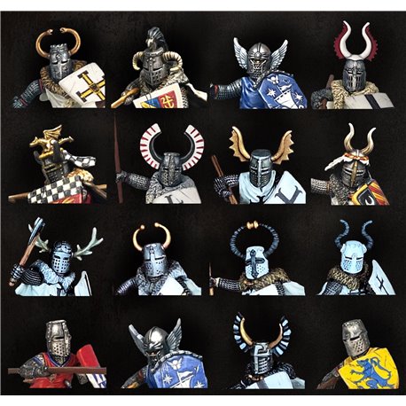 Medieval & Fantasy Heads, Cloaks & Shields - 1:56th Napoleonic figures