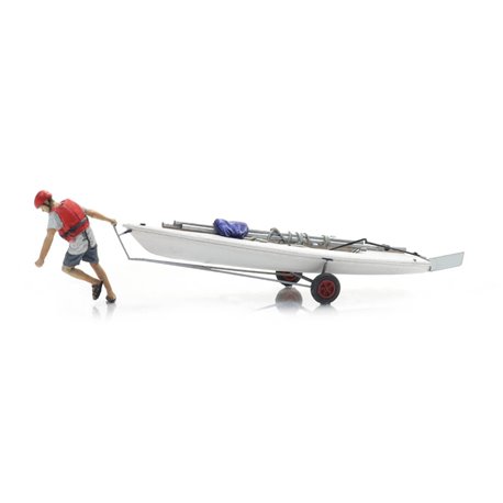 Sailing Boat Laser on Trailer + Figure