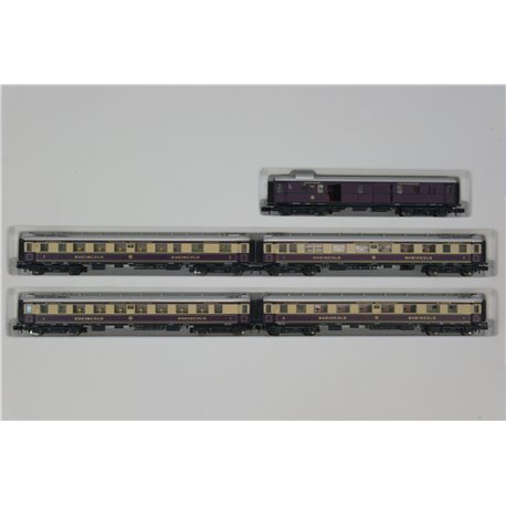 Arnold 0142 Rheingold 5 Coach set with Lighting. Used. N Gauge