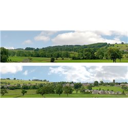 Village Long (pack B) 2 x 5' x 15" premium OO gauge backscene