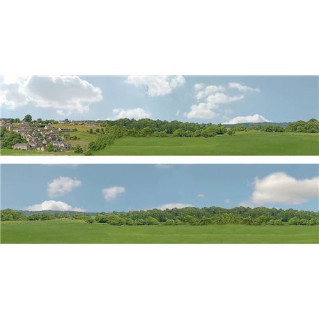 Village Long (pack C) 2 x 5' x 15" premium OO gauge backscene