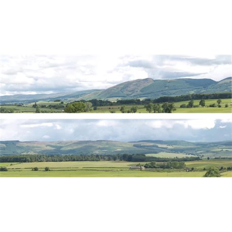 Hills & Dales (pack A) 2 x 5' x 15" premium OO gauge backscene